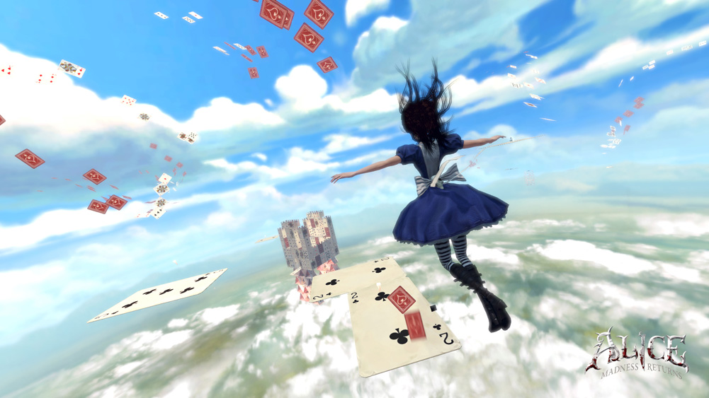 爱丽丝滑翔时，裙子变成像降落伞